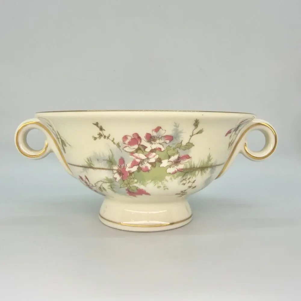 Theodore Haviland New York Apple Blossom Sugar Bowl No Lid Gold Trim USA Made